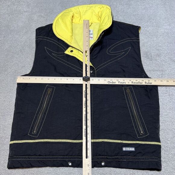 Vintage Colmar Vest Adult Large 8 US Black Yellow Ski Southwestern Dream Catcher - Picture 8 of 11